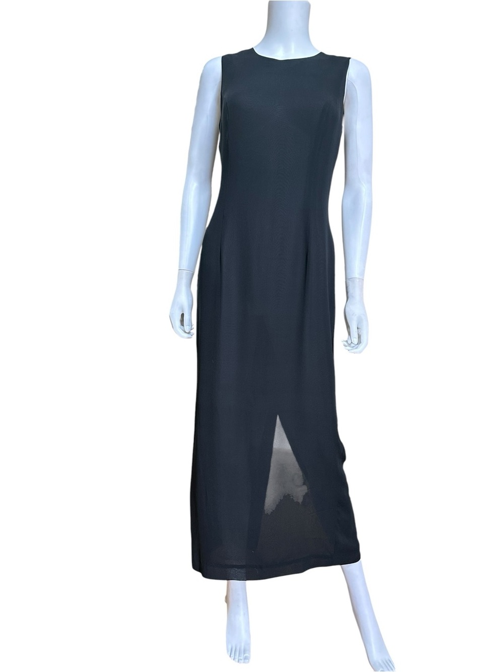 Spenser Jeremy Black Silk Sleeveless Maxi Dress with Back Slit, NWOT, 4